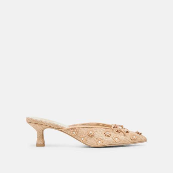 NEW DOLCE VITA women's camilo slip on pumps in natural raffia - Picture 3 of 10